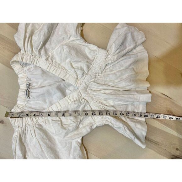 Abercrombie & Fitch Linen Blend Peplum Top Dainty Boho Cottage Peasant Chic - Picture 11 of 11